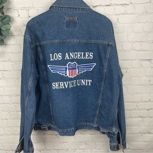 UNION PACIFIC ID WEAR Vintage Denim Jacket Los Angeles Service Unit Size XL